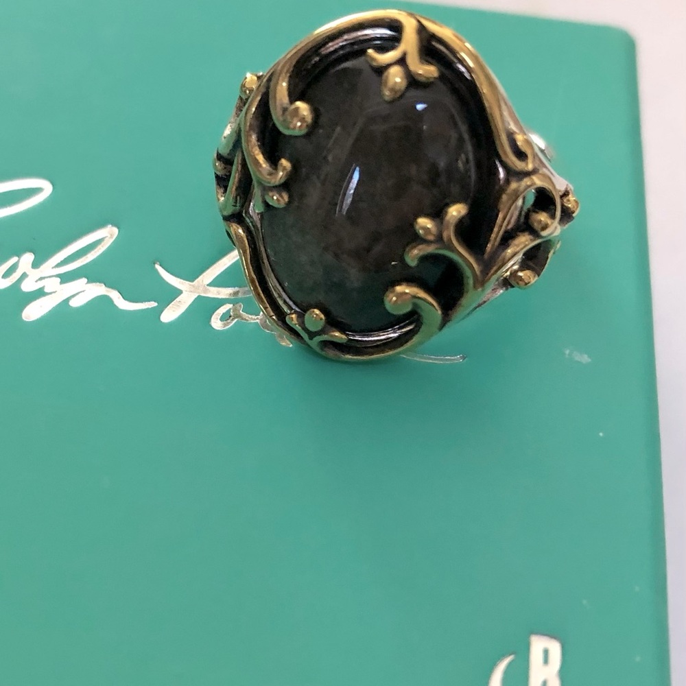 NWT Carolyn Pollack Sterling & Brass Hematite Ring in Box  Size 7